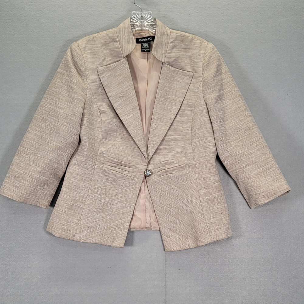 Charlotte & Co. Jacket Women's Size 8 Black BEIGE  Elegant Blazer